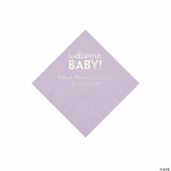 Best reviews of 💯 Lilac Welcome Baby Personalized Napkins with Silver Foil - 50 Pc. Beverage ✔️