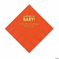 Best reviews of 🧨 Orange Welcome Baby Personalized Napkins with Gold Foil - 50 Pc. Luncheon 👍