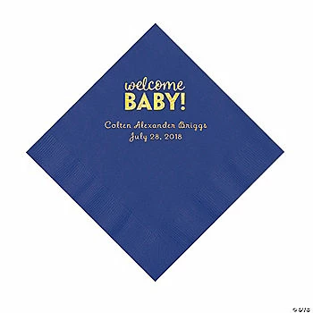 Budget ❤️ Purple Welcome Baby Personalized Napkins with Gold Foil - 50 Pc. Luncheon 🔥 1 Budget ❤️ Purple Welcome Baby Personalized Napkins with Gold Foil - 50 Pc. Luncheon 🔥