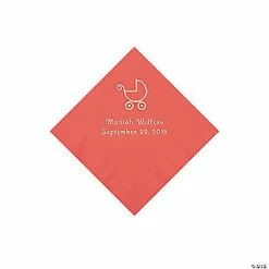 Best reviews of 👏 Coral Baby Carriage Personalized Napkins with Silver Foil - Beverage 🔥