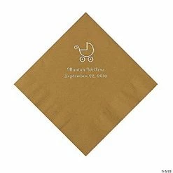 New 🥰 Gold Baby Carriage Personalized Napkins with Silver Foil - Luncheon 🔔