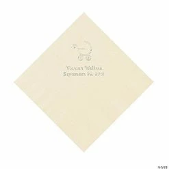 Top 10 🔔 Ivory Baby Carriage Personalized Napkins with Silver Foil - Luncheon 🥰