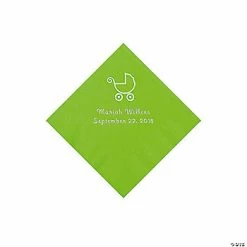 Deals 💯 Lime Green Baby Carriage Personalized Napkins with Silver Foil - Beverage 💯