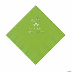 Brand new 🧨 Lime Green Baby Carriage Personalized Napkins with Silver Foil - Luncheon 🔔
