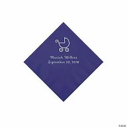 Buy 🧨 Purple Baby Carriage Personalized Napkins with Silver Foil - Beverage ✨