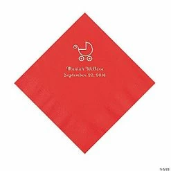 Cheapest 🧨 Red Baby Carriage Personalized Napkins with Silver Foil - Luncheon ⭐
