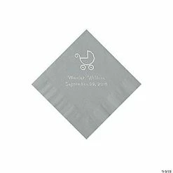 Brand new 🌟 Silver Baby Carriage Personalized Napkins with Silver Foil - Beverage 🛒