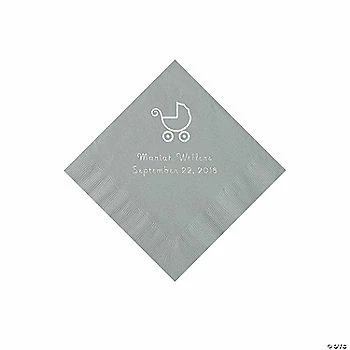 Brand new 🌟 Silver Baby Carriage Personalized Napkins with Silver Foil - Beverage 🛒 1 Brand new 🌟 Silver Baby Carriage Personalized Napkins with Silver Foil - Beverage 🛒