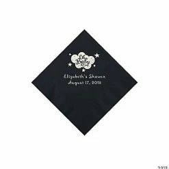 Wholesale ⭐ Black Oh Baby Personalized Napkins with Silver Foil - 50 Pc. Beverage 😍