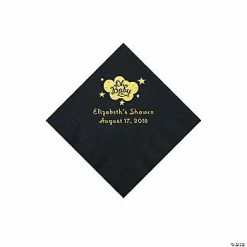 Outlet 👏 Black Oh Baby Personalized Napkins with Gold Foil - 50 Pc. Beverage 🧨