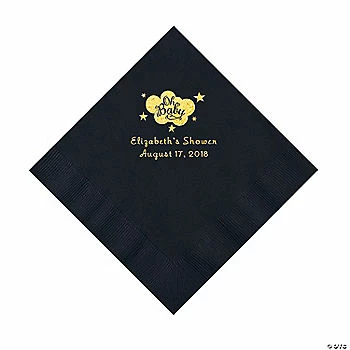 Best Pirce 🎉 Black Oh Baby Personalized Napkins with Gold - 50 Pc. Luncheon ❤️ 1 Best Pirce 🎉 Black Oh Baby Personalized Napkins with Gold - 50 Pc. Luncheon ❤️