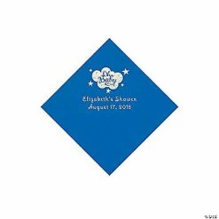 Flash Sale 🔥 Cobalt Blue Oh Baby Personalized Napkins with Silver Foil - 50 Pc. Beverage 🥰