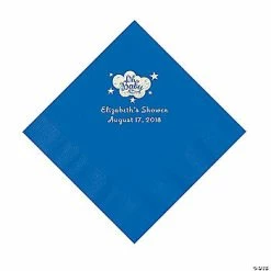 Promo 😀 Cobalt Blue Oh Baby Personalized Napkins with Silver Foil - 50 Pc. Luncheon 🎉