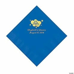 Promo 👍 Cobalt Blue Oh Baby Personalized Napkins with Gold Foil - 50 Pc. Luncheon 👏