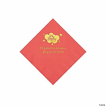 Deals 👍 Coral Oh Baby Personalized Napkins with Gold Foil – 50 Pc. Beverage ✨ 1 Deals 👍 Coral Oh Baby Personalized Napkins with Gold Foil – 50 Pc. Beverage ✨