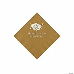 Wholesale 😍 Gold Oh Baby Personalized Napkins with Silver Foil – 50 Pc. Beverage 🎉