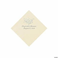Promo ⌛ Ivory Oh Baby Personalized Napkins with Silver Foil - 50 Pc. Beverage 🔔