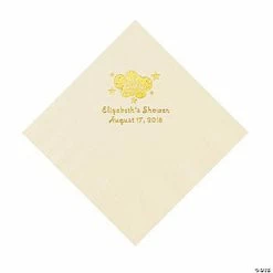 Promo 🧨 Ivory Oh Baby Personalized Napkins with Gold Foil - 50 Pc. Luncheon ⭐