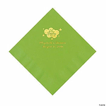 Flash Sale 🎁 Lime Green Oh Baby Personalized Napkins with Gold Foil - 50 Pc. Luncheon 🔔 1 Flash Sale 🎁 Lime Green Oh Baby Personalized Napkins with Gold Foil - 50 Pc. Luncheon 🔔