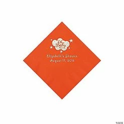 New 😀 Orange Oh Baby Personalized Napkins with Silver Foil - 50 Pc. Beverage 🧨