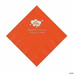 Top 10 😀 Orange Oh Baby Personalized Napkins with Silver Foil - 50 Pc. Luncheon 🔥