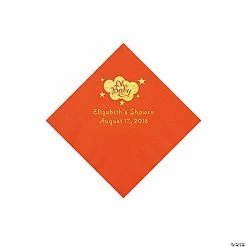 Flash Sale ❤️ Orange Oh Baby Personalized Napkins with Gold Foil - 50 Pc. Beverage ✨
