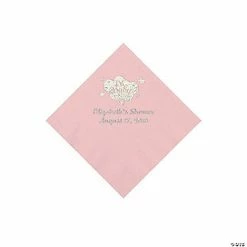 Deals ✔️ Light Pink Oh Baby Personalized Napkins with Silver Foil - 50 Pc. Beverage 🧨