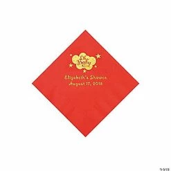 Cheap 💯 Red Oh Baby Personalized Napkins with Gold Foil - 50 Pc. Beverage 😉