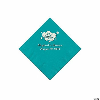 New 💯 Turquoise Oh Baby Personalized Napkins with Silver Foil - 50 Pc. Beverage 😉 1 New 💯 Turquoise Oh Baby Personalized Napkins with Silver Foil - 50 Pc. Beverage 😉