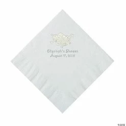 Hot Sale 😉 White Oh Baby Personalized Napkins with Silver Foil - 50 Pc. Luncheon 😉