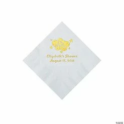 Promo ✔️ White Oh Baby Personalized Napkins with Gold Foil - 50 Pc. Beverage ⌛
