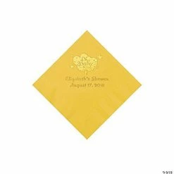 Outlet 🤩 Yellow Oh Baby Personalized Napkins with Gold Foil - 50 Pc. Beverage 🛒