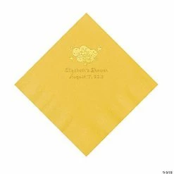 Budget 💯 Yellow Oh Baby Personalized Napkins with Gold Foil - 50 Pc. Luncheon ⭐