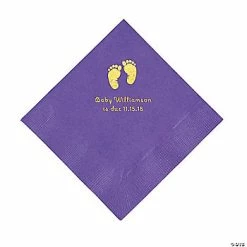 Best deal 🔔 Amethyst Baby Feet Personalized Napkins with Gold Foil - 50 Pc. Luncheon ❤️