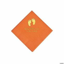 Top 10 😀 Pumpkin Orange Baby Feet Personalized Napkins with Gold Foil - 50 Pc. Beverage 🤩