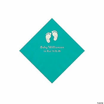 Flash Sale 🎁 Teal Baby Feet Personalized Napkins with Silver Foil - 50 Pc. Beverage ✔️ 1 Flash Sale 🎁 Teal Baby Feet Personalized Napkins with Silver Foil - 50 Pc. Beverage ✔️