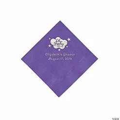 Best Pirce ✨ Amethyst Oh Baby Personalized Napkins with Silver Foil - 50 Pc. Beverage 🌟