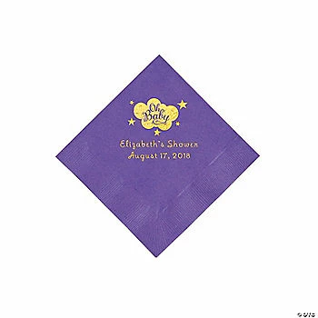 Promo 😀 Amethyst Oh Baby Personalized Napkins with Gold Foil - 50 Pc. Beverage 👏 1 Promo 😀 Amethyst Oh Baby Personalized Napkins with Gold Foil - 50 Pc. Beverage 👏