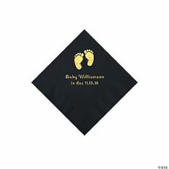 Buy 👏 Black Baby Feet Personalized Napkins with Gold Foil - 50 Pc. Beverage 🥰