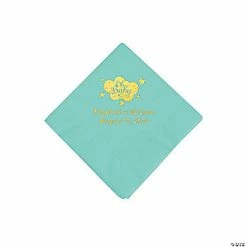 Discount ✨ Mint Green Oh Baby Personalized Napkins with Gold Foil - 50 Pc. Beverage ✔️