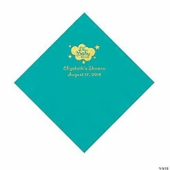 Outlet 🔔 Teal Oh Baby Personalized Napkins with Gold Foil - 50 Pc. Luncheon 🎉