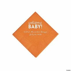 Flash Sale ⭐ Pumpkin Welcome Baby Personalized Napkins with Silver Foil - 50 Pc. Beverage 🌟