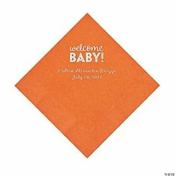 Cheapest 😍 Pumpkin Welcome Baby Personalized Napkins with Silver Foil - 50 Pc. Luncheon 🎁