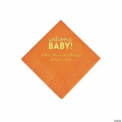 Deals 🎉 Pumpkin Welcome Baby Personalized Napkins with Gold Foil - 50 Pc. Beverage 😍