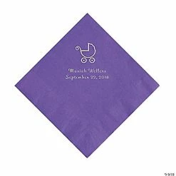 Top 10 🤩 Amethyst Baby Carriage Personalized Napkins with Silver Foil - Luncheon 😉
