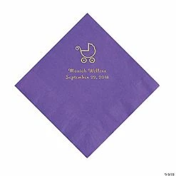 Cheap 🧨 Amethyst Baby Carriage Personalized Napkins with Gold Foil - Luncheon 🔔