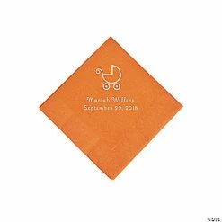 Brand new 💯 Pumpkin Baby Carriage Personalized Napkins with Silver Foil - Beverage 🥰
