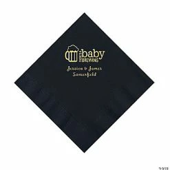 Discount ⭐ Black Baby Brewing Personalized Napkins with Gold Foil - 50 Pc. Luncheon 🥰