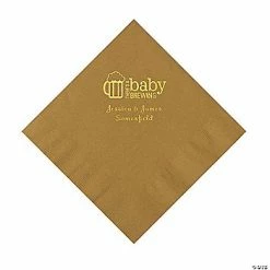 Hot Sale 🥰 Gold Baby Brewing Personalized Napkins with Gold Foil – 50 Pc. Luncheon 🌟