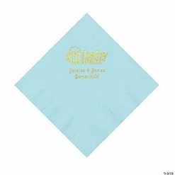 Promo 😀 Light Blue Baby Brewing Personalized Napkins with Gold Foil - 50 Pc. Luncheon ⌛